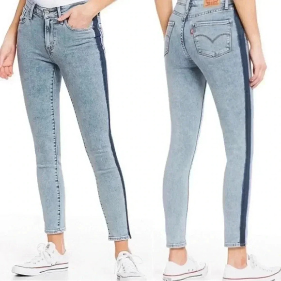 Levi’s 721 High Rise Skinny Ankle Acid Wash Dark Outer Seams Womens W33 Size 16 - Picture 1 of 16